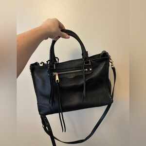 Rebecca Minkoff Black Leather Satchel with Gold Hardware